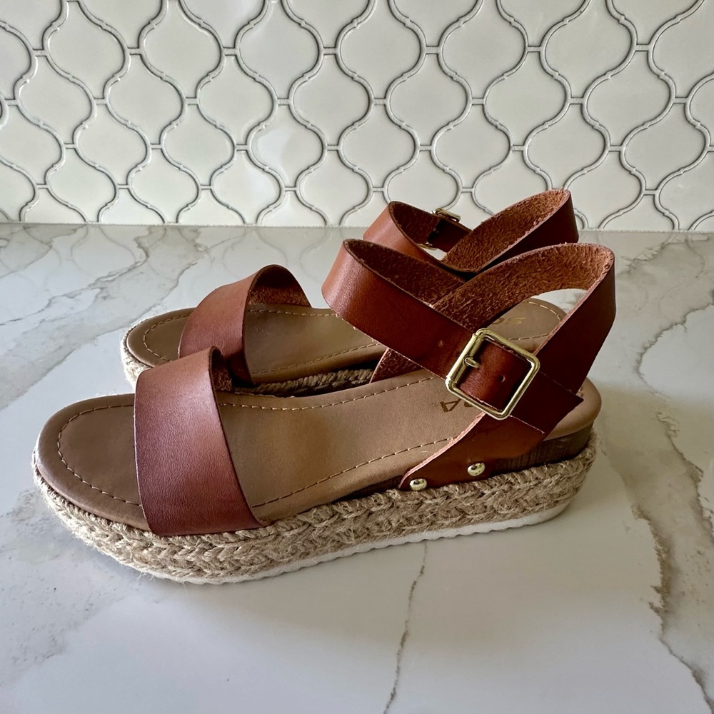 Soda CLIP ~ Women Open Toe Ankle Strap Platform Espadrille Sandal SIZE 7